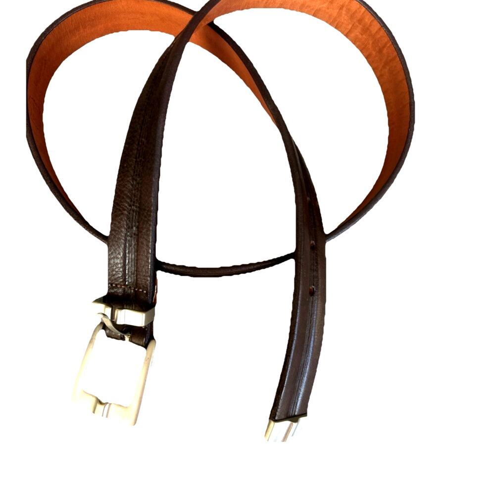 DESCENTE genuine leather belt 40 cuir verified Golf Casual Dress Western Brown